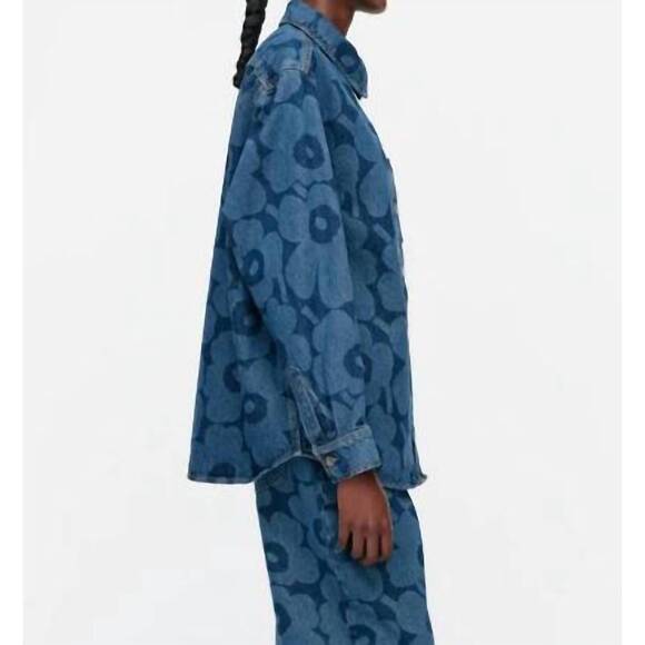 NEW MARIMEKKO maridenim vaihe unikko jean shirt in mid indigo - Picture 2 of 4